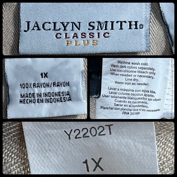 Jaclyn Smith Taupe Beige Sleeveless Summer Tank Top Blouse 1X - Picture 7 of 11